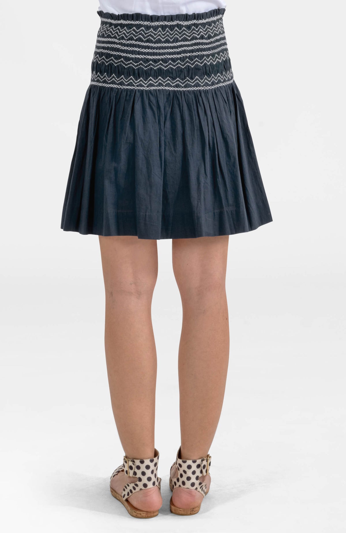 Smocked Mini Skirt - Solid Navy