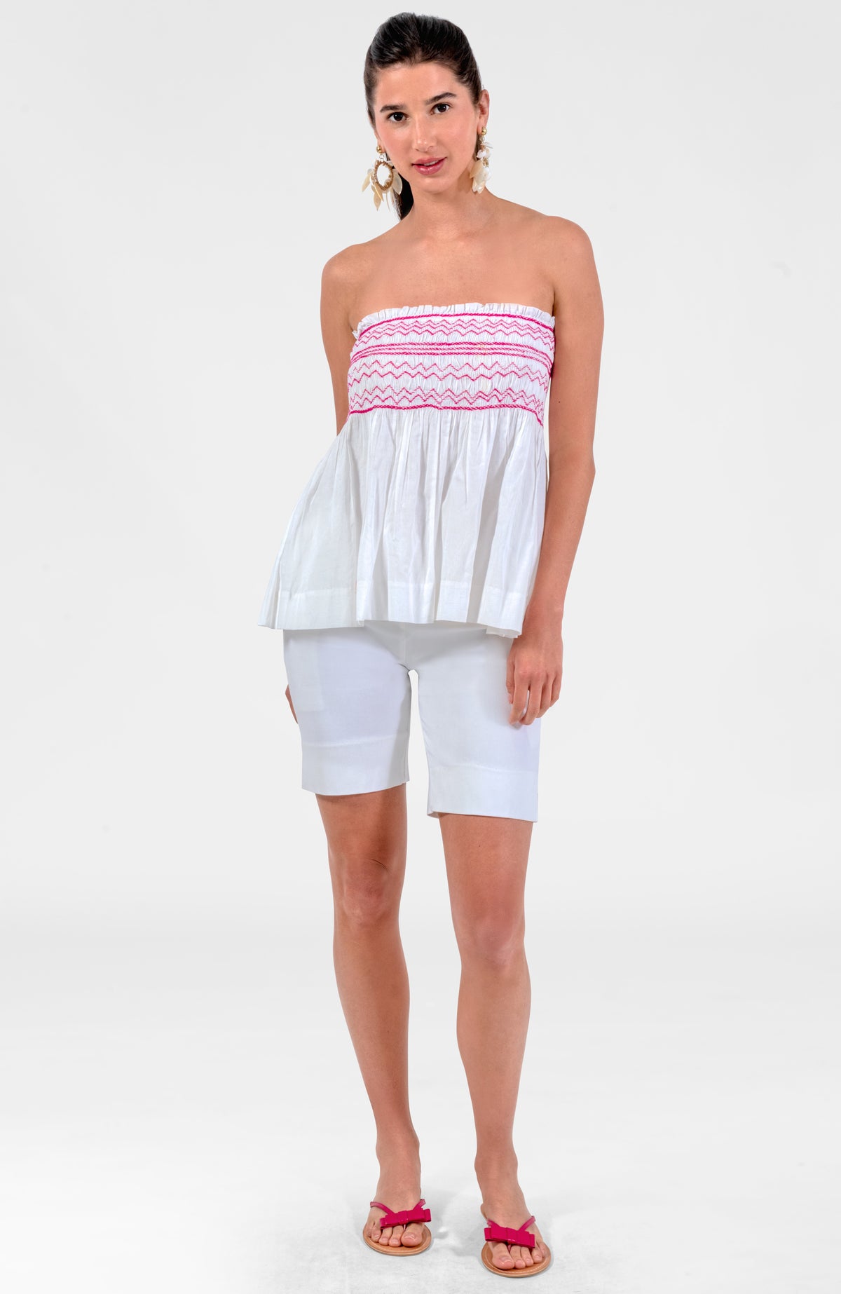 Smocked Mini Skirt/Top - Solid White