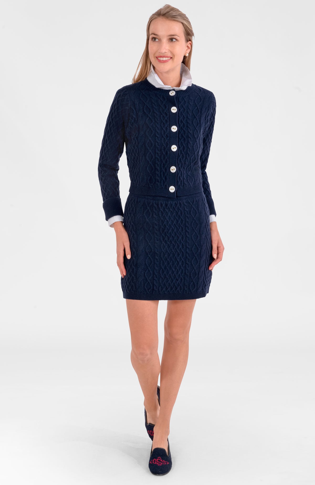 Irish Knit Skirt Navy