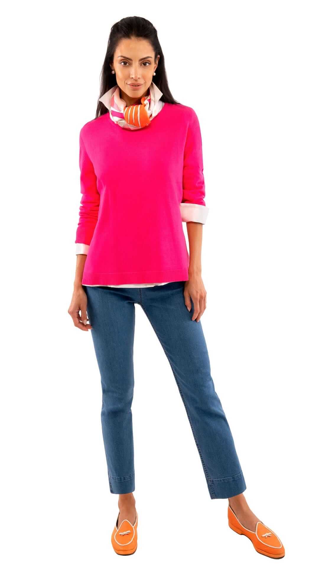 Sneek A Peek Knit Sweater Hot Pink