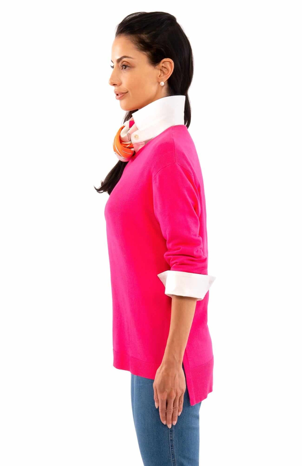 Sneek A Peek Knit Sweater Hot Pink