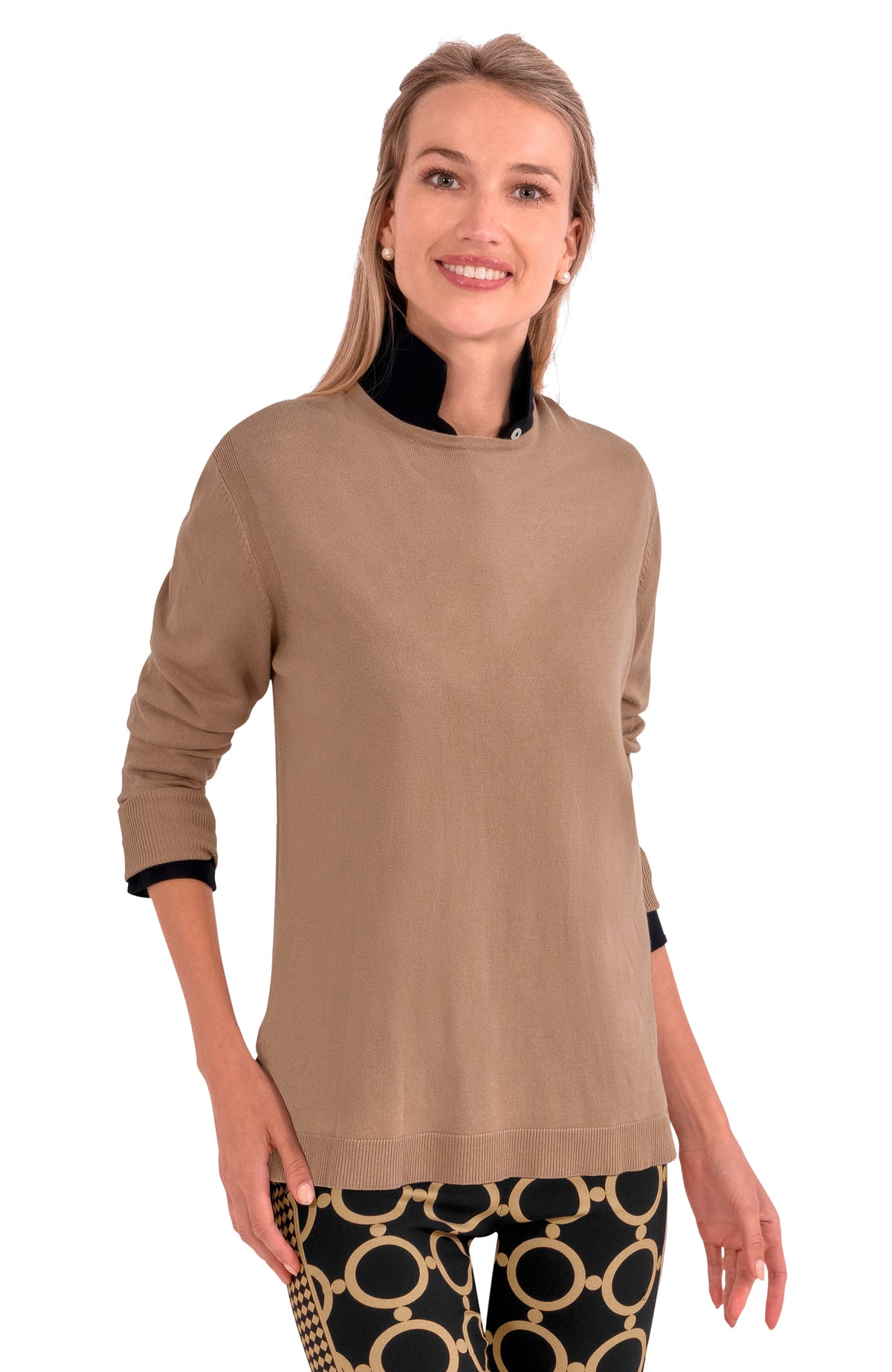 Sneek A Peek Knit Sweater Tan