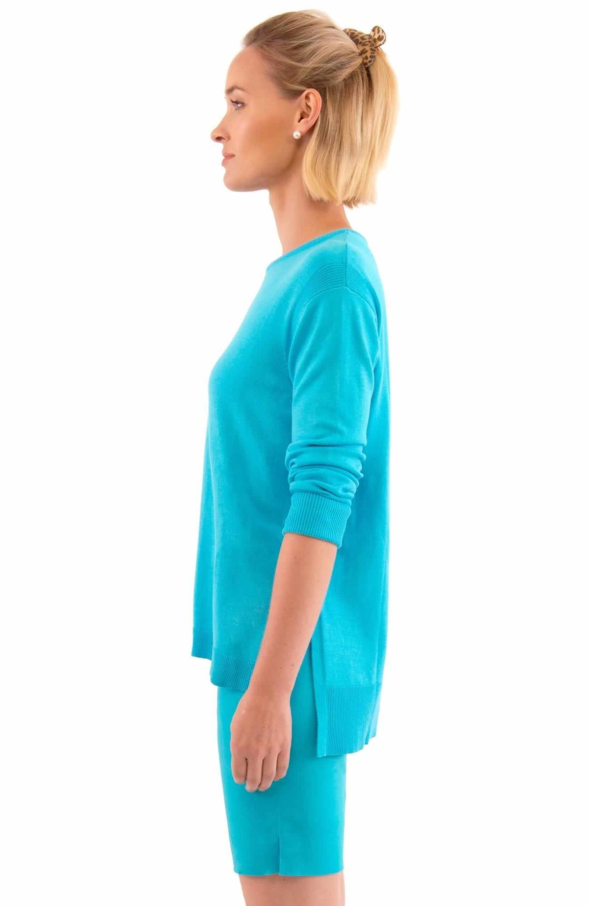 Sneek A Peek Knit Sweater Turquoise