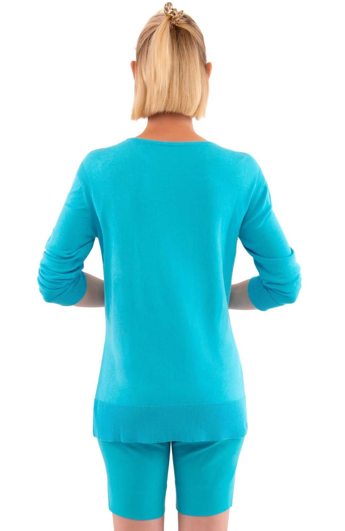 Sneek A Peek Knit Sweater Turquoise