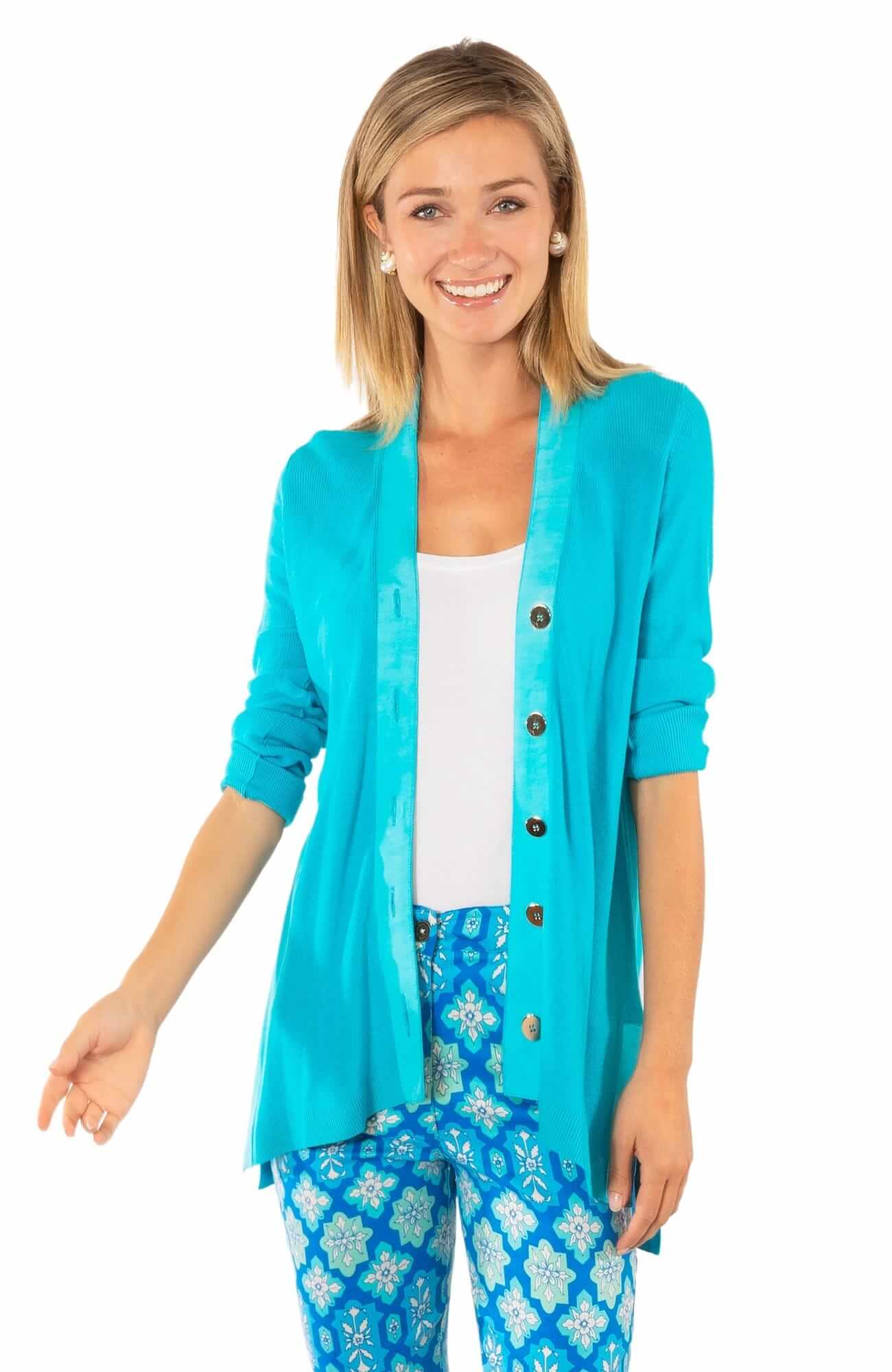 Grosgrain Heaven Cardigan Turquoise