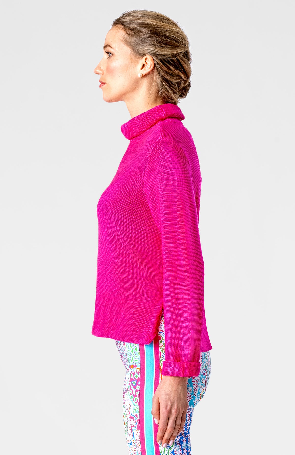 Knit Knit Turtleneck Sweater Shocking Pink