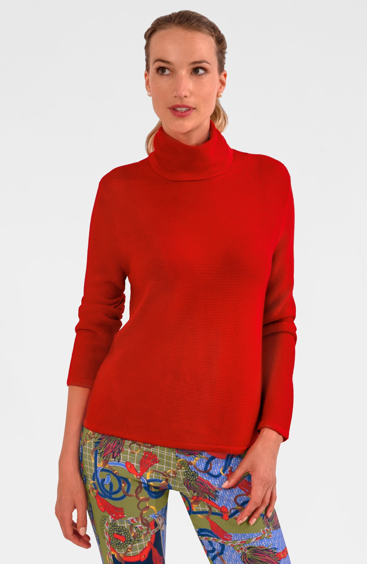 Knit Knit Turtleneck Sweater W Red C