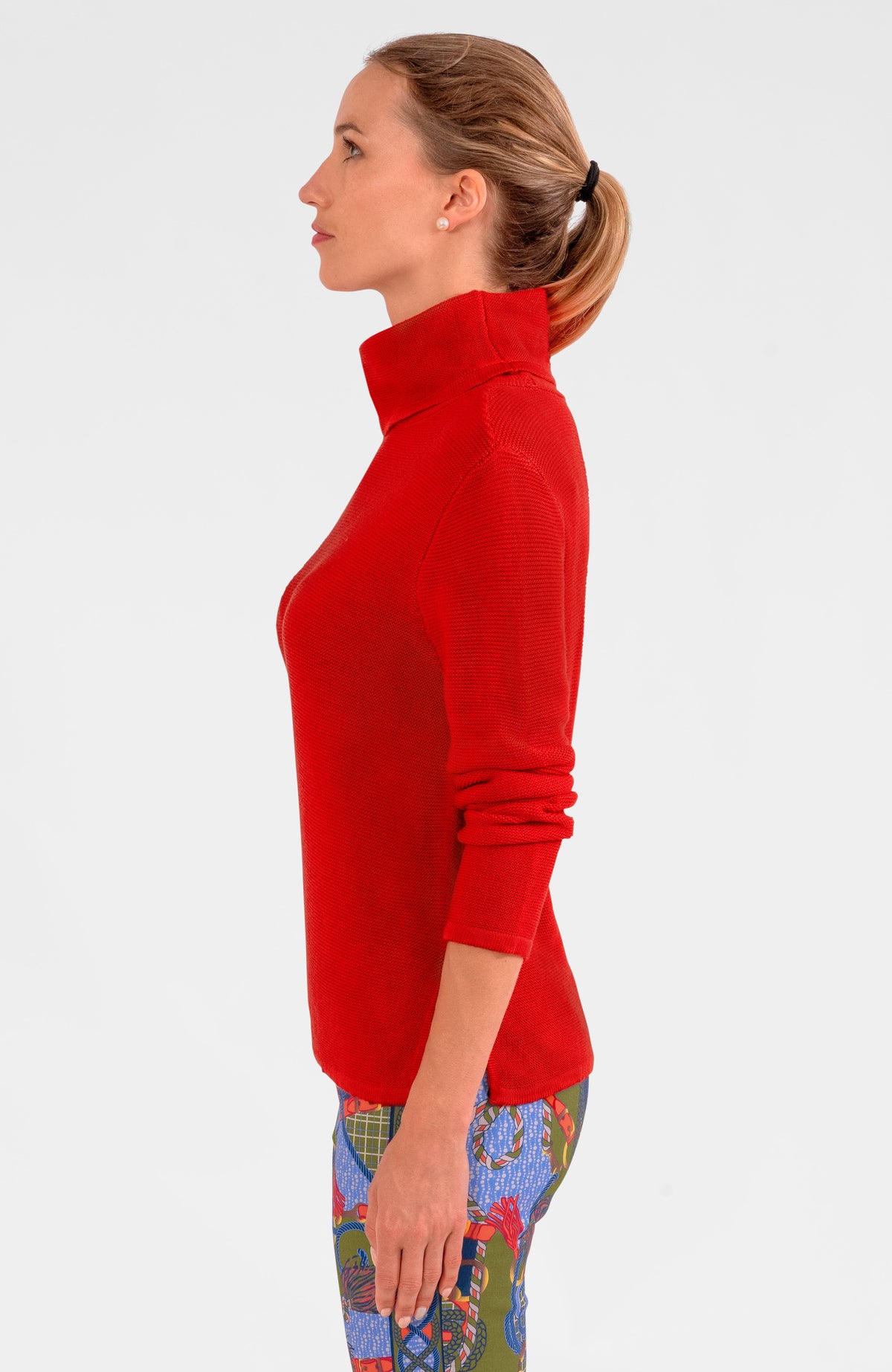 Knit Knit Turtleneck Sweater W Red C