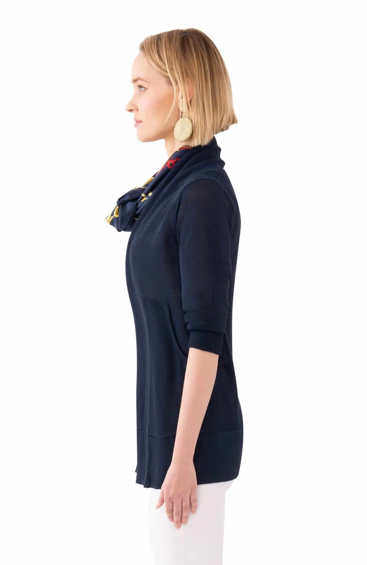 Open Cardigan Sweater Navy