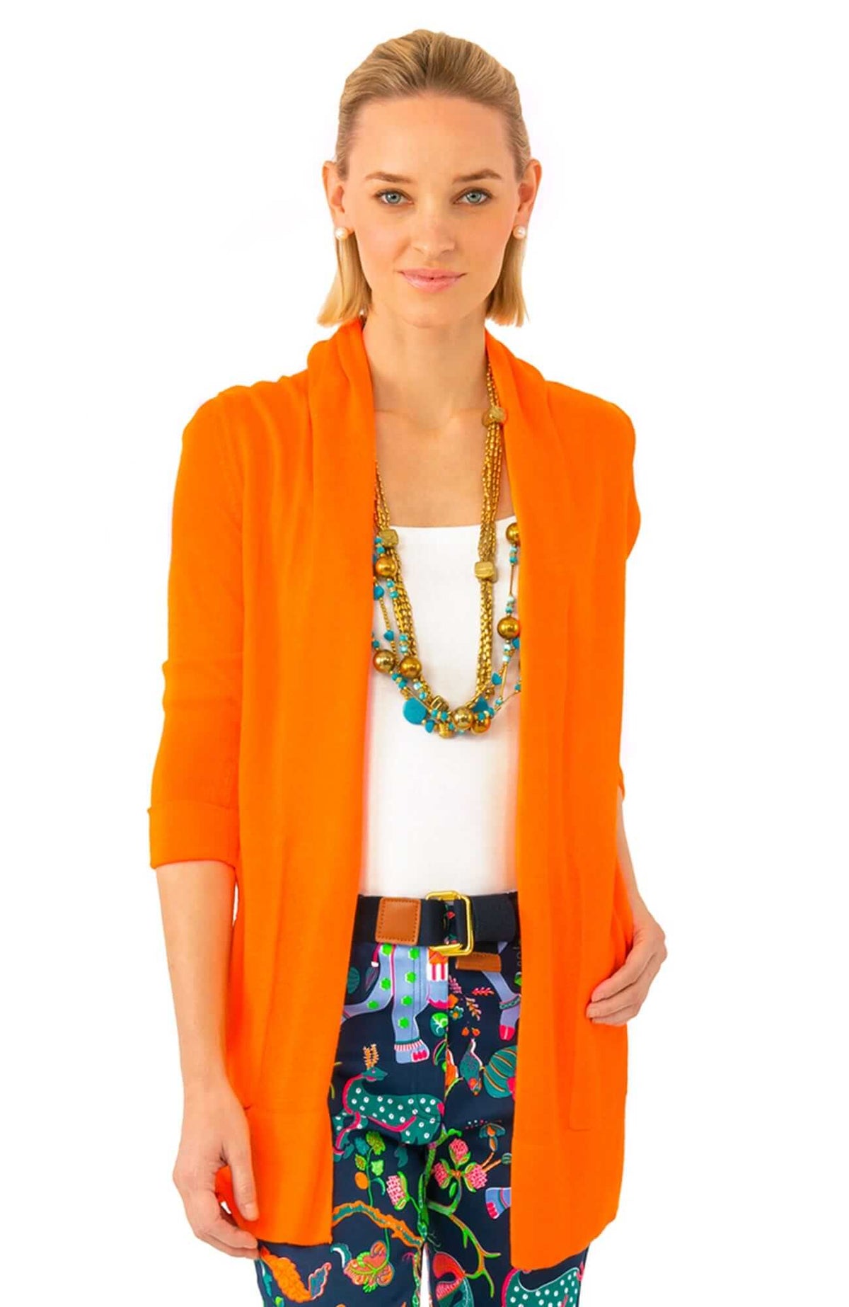 Open Cardigan Sweater Orange