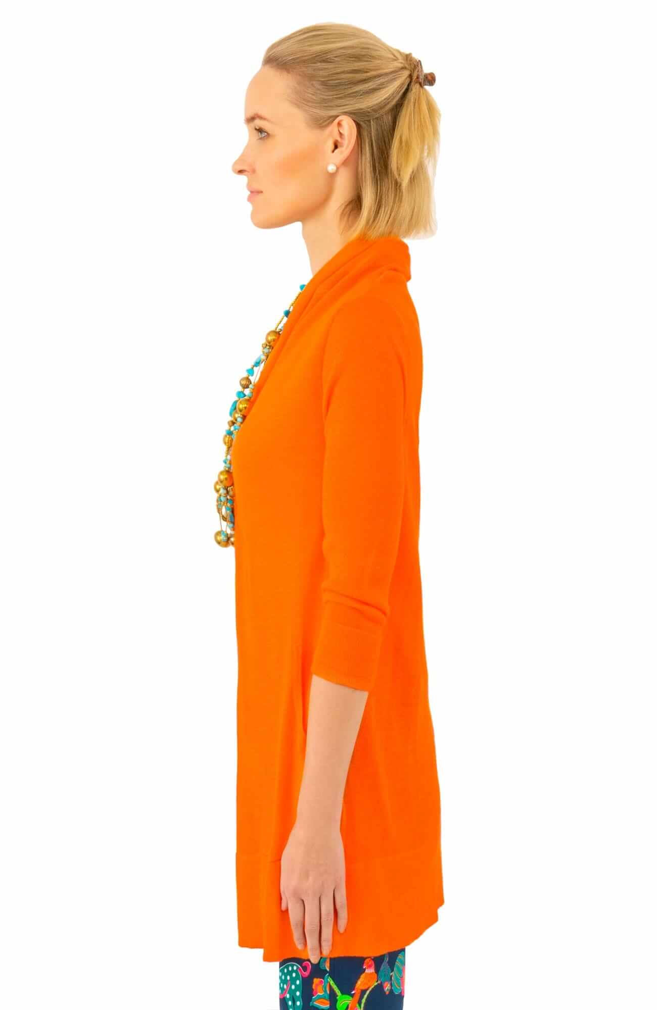 Open Cardigan Sweater Orange