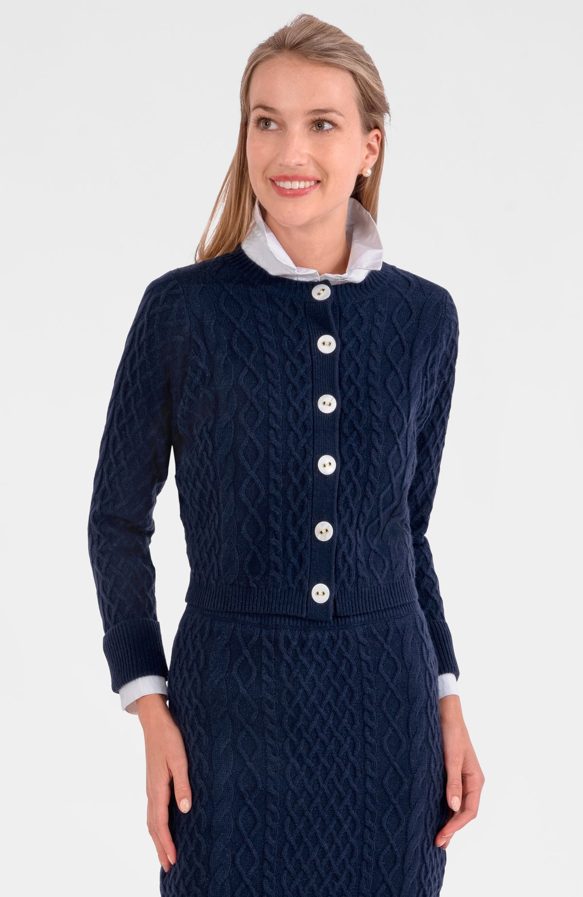 Irish Knit Cardigan Navy