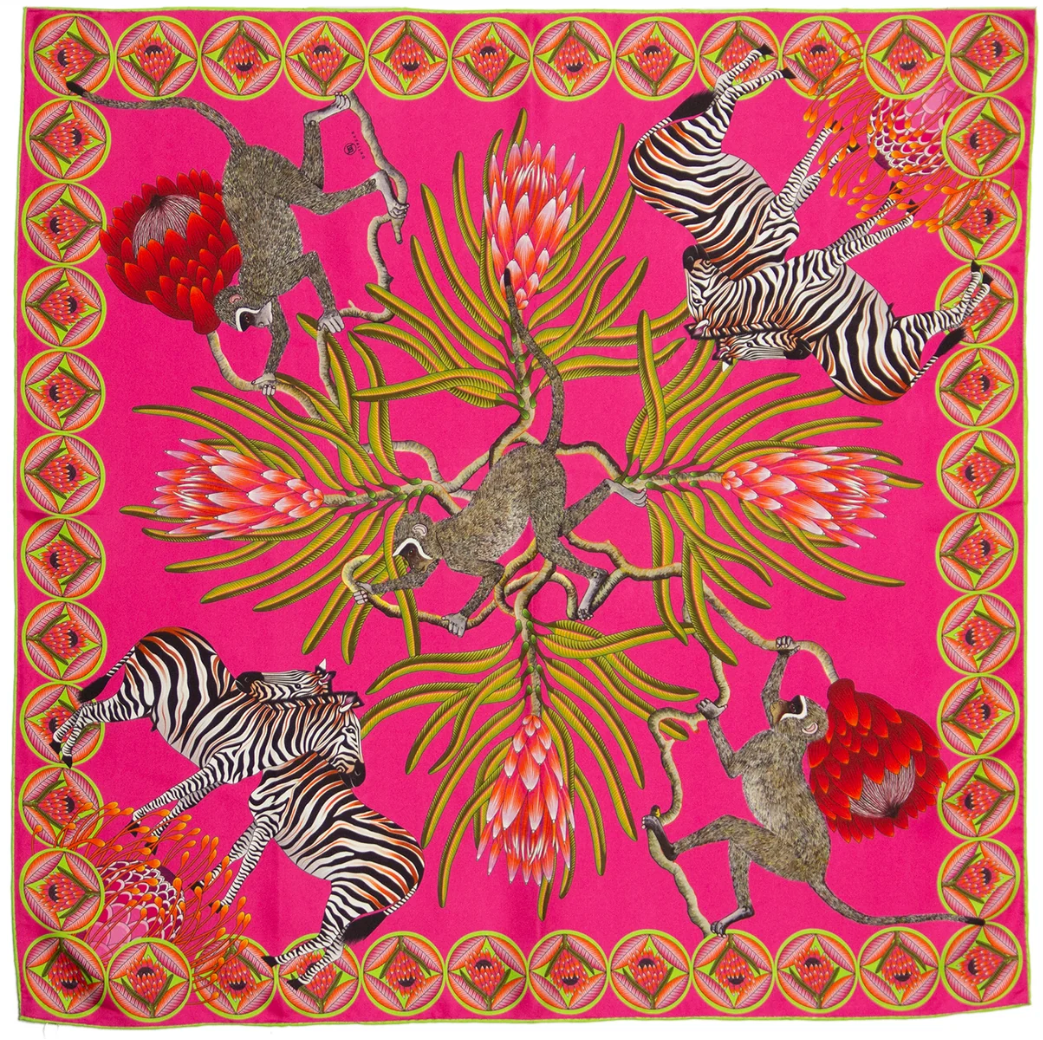Bellezza - Silk Scarf: Safari Zebra Fuchsia
