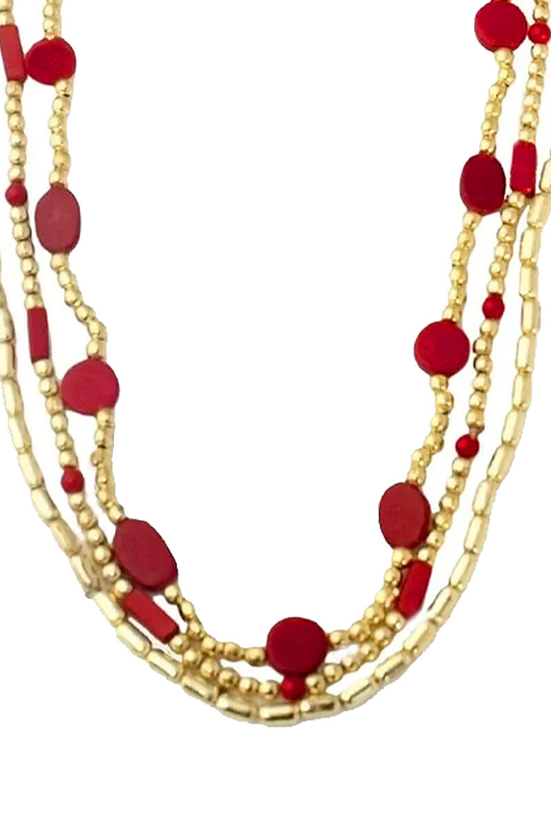 "The Trio" Necklace Coral Gold One Size