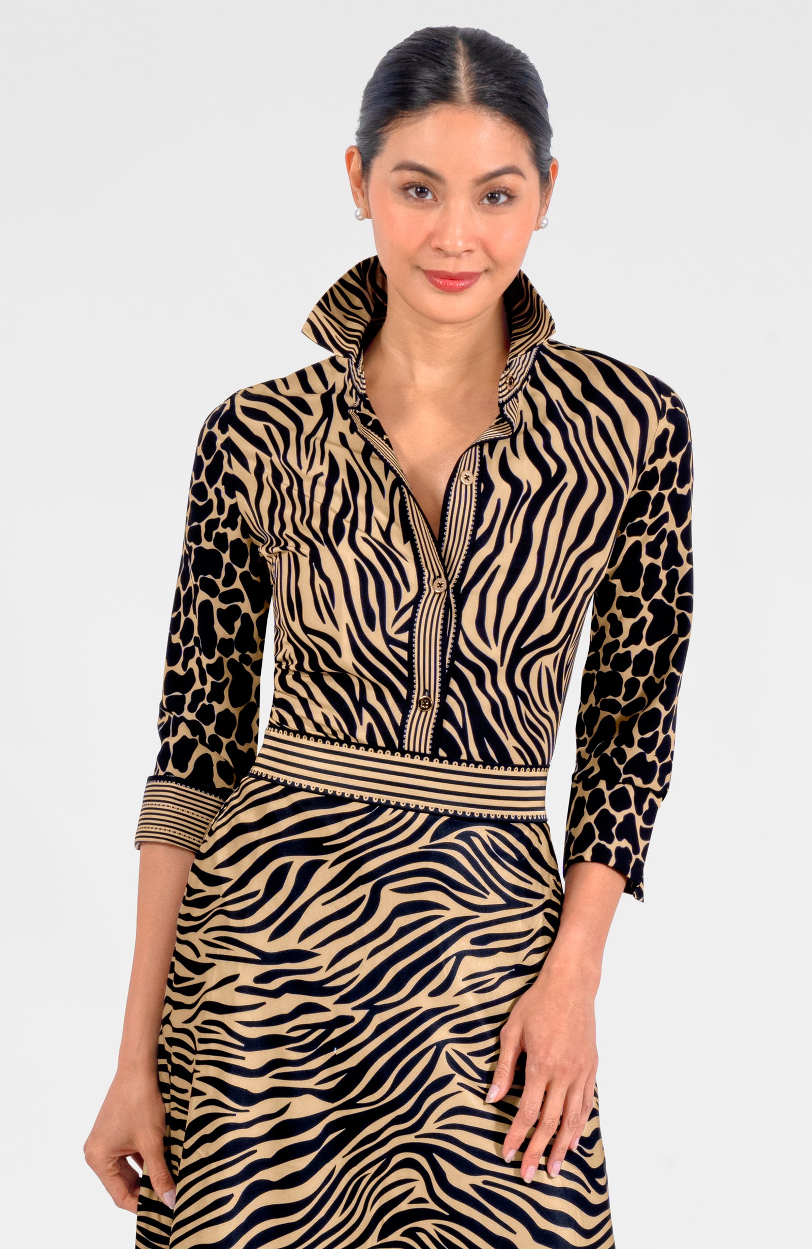 Boyfriend Shirt - Animal Instincts Zebra Khaki