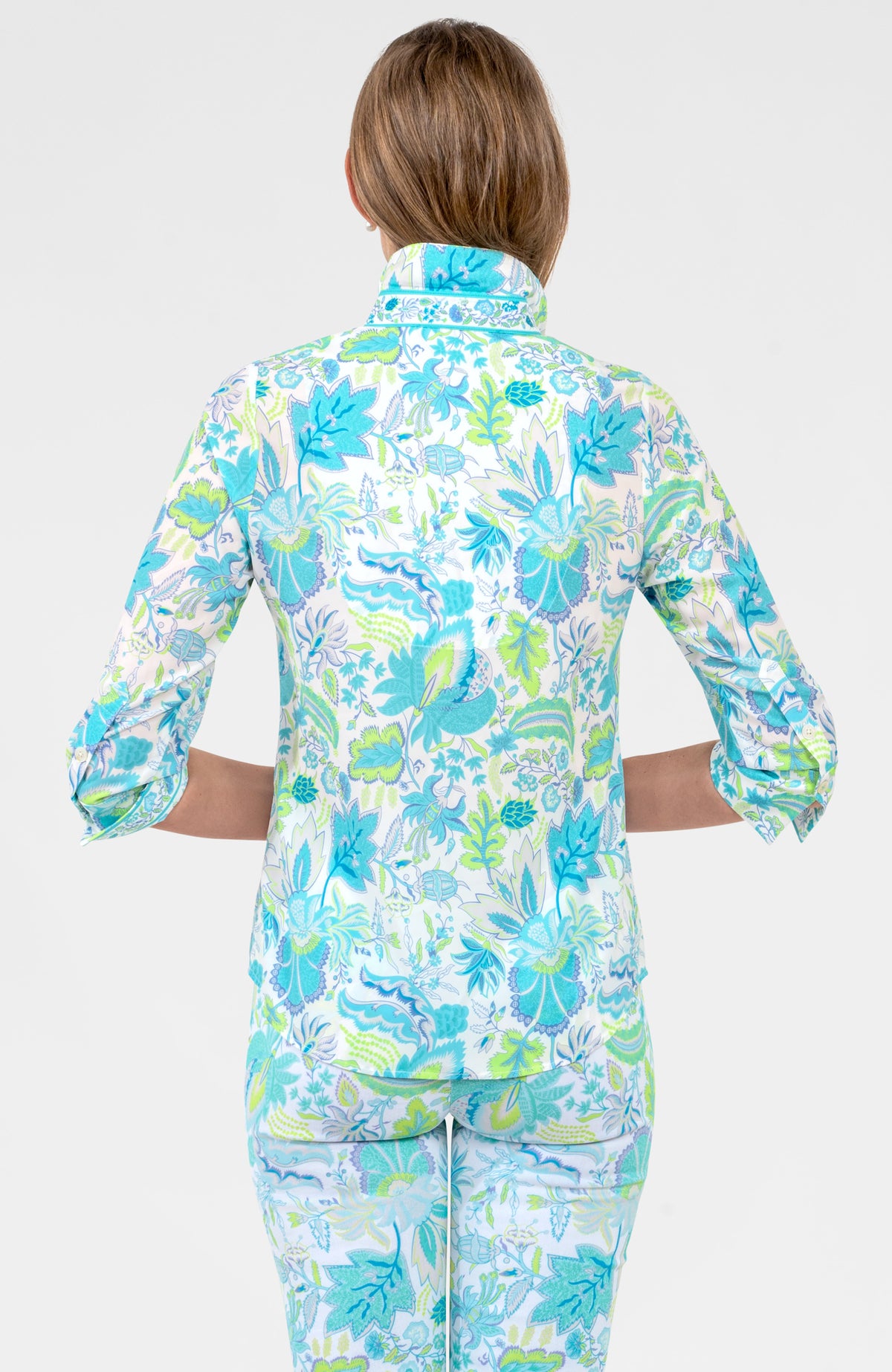 Boyfriend Shirt - Blooming Party Ocean Turq