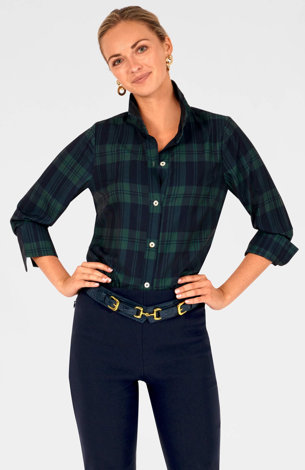 Boyfriend Shirt - Black Watch Navy Green