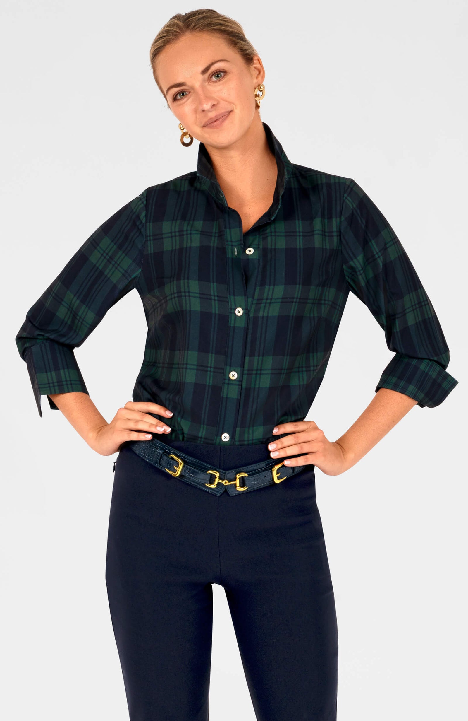 Boyfriend Shirt - Black Watch Navy Green