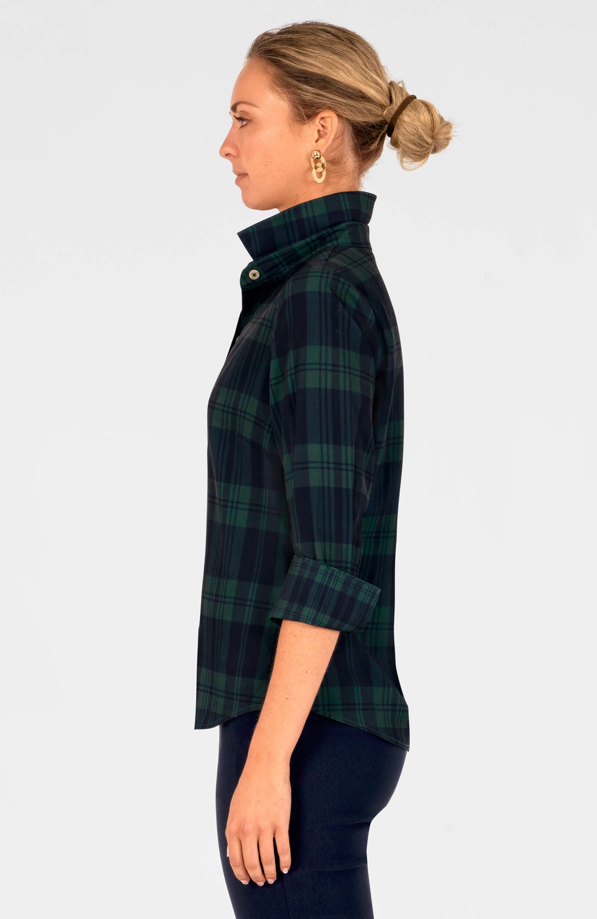Boyfriend Shirt - Black Watch Navy Green