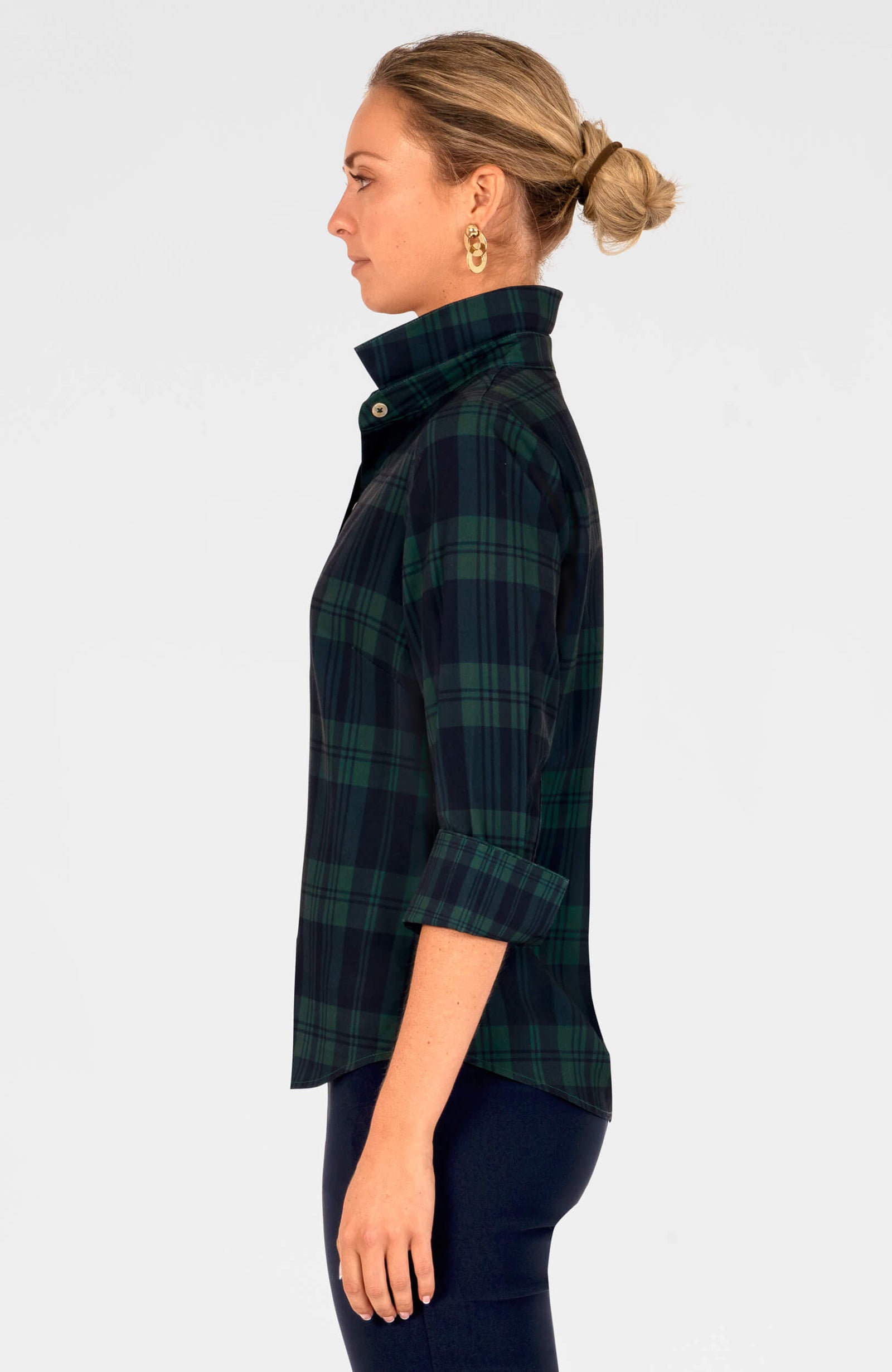 Boyfriend Shirt - Black Watch Navy Green