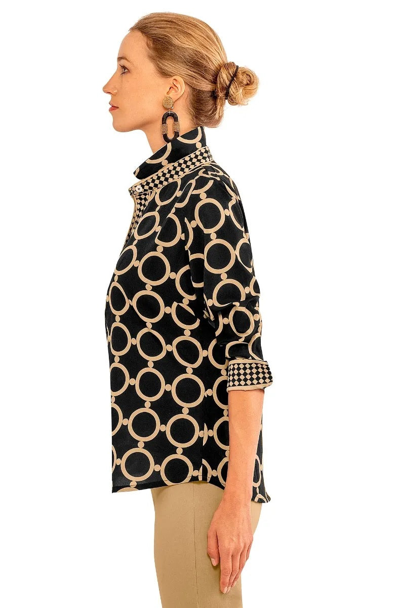 Boyfriend Shirt- Dip & Dot Black