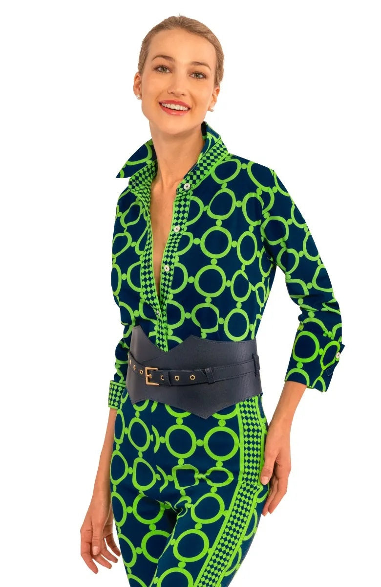 Boyfriend Shirt- Dip & Dot - Final Sale Navy