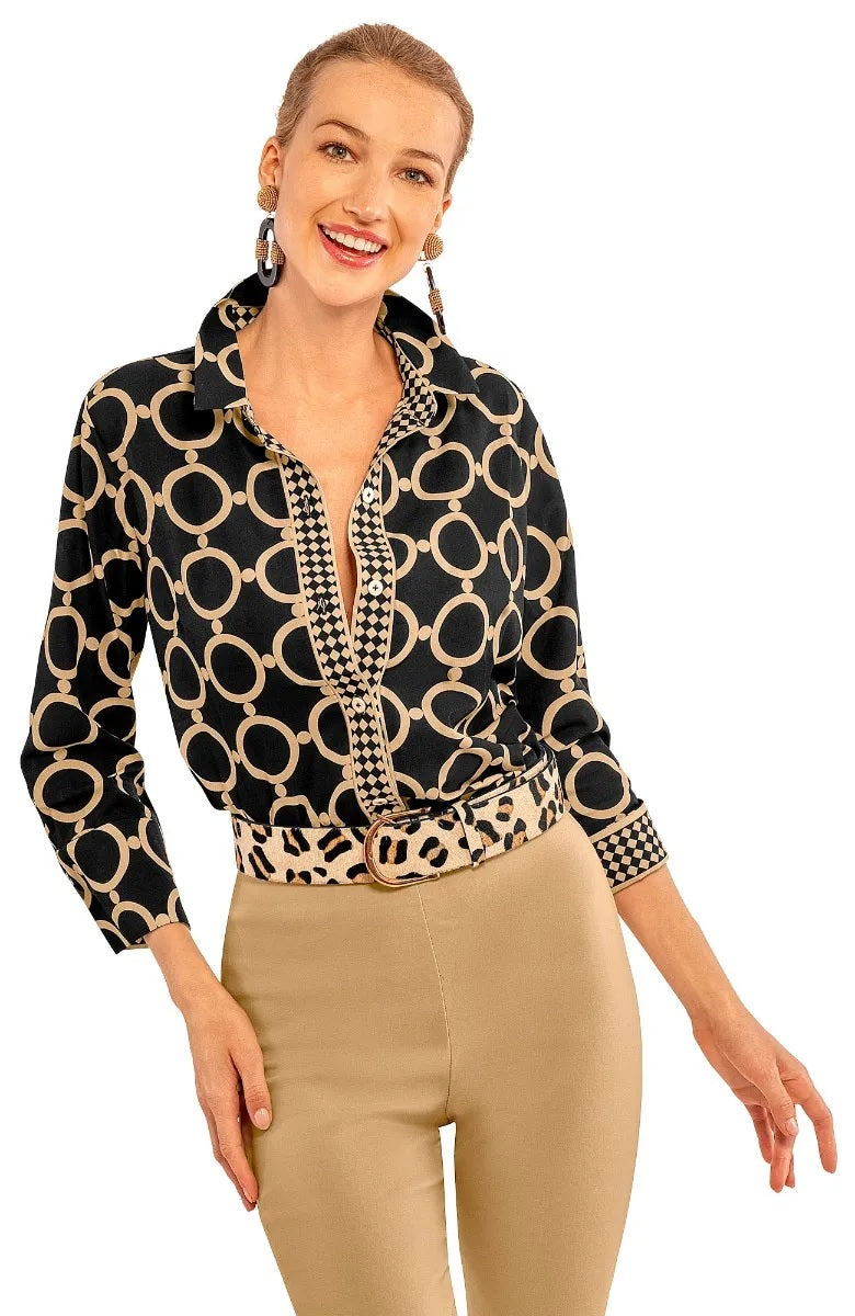 Boyfriend Shirt- Dip & Dot Black