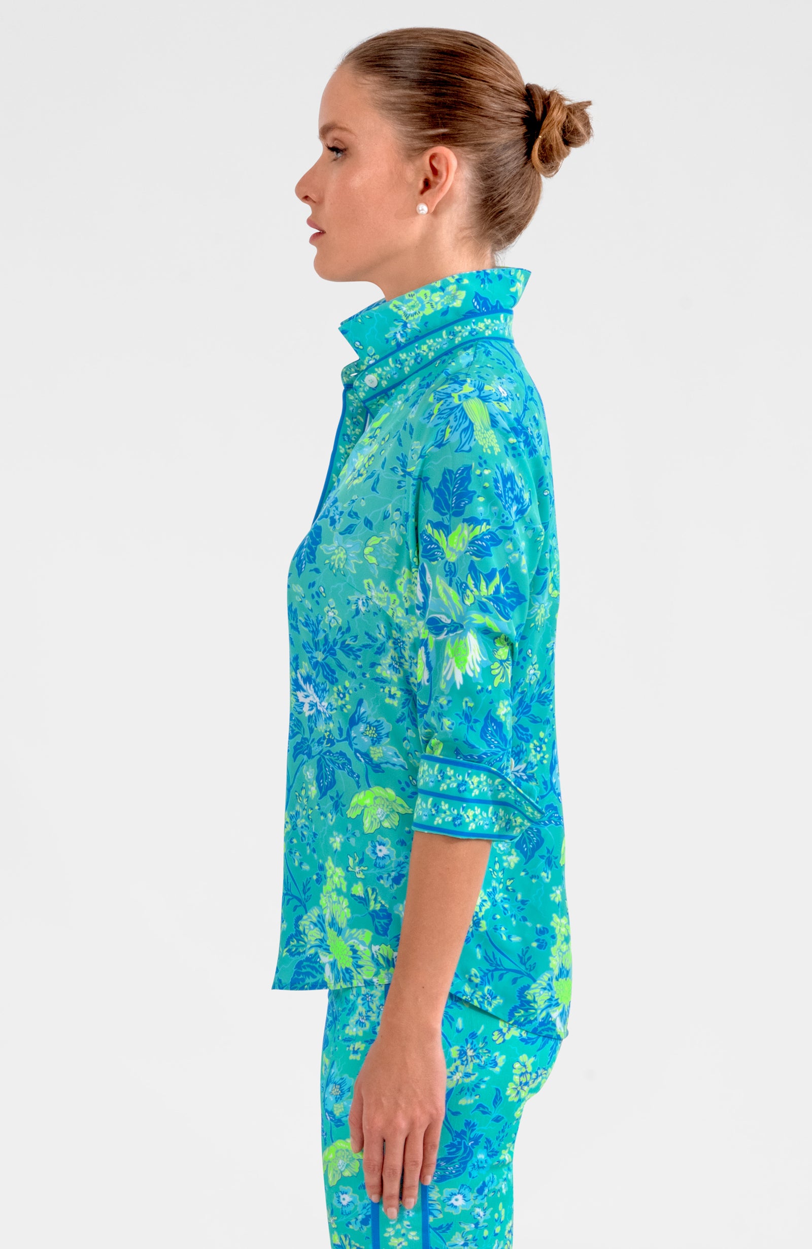 Boyfriend Shirt - English Garden Turquoise