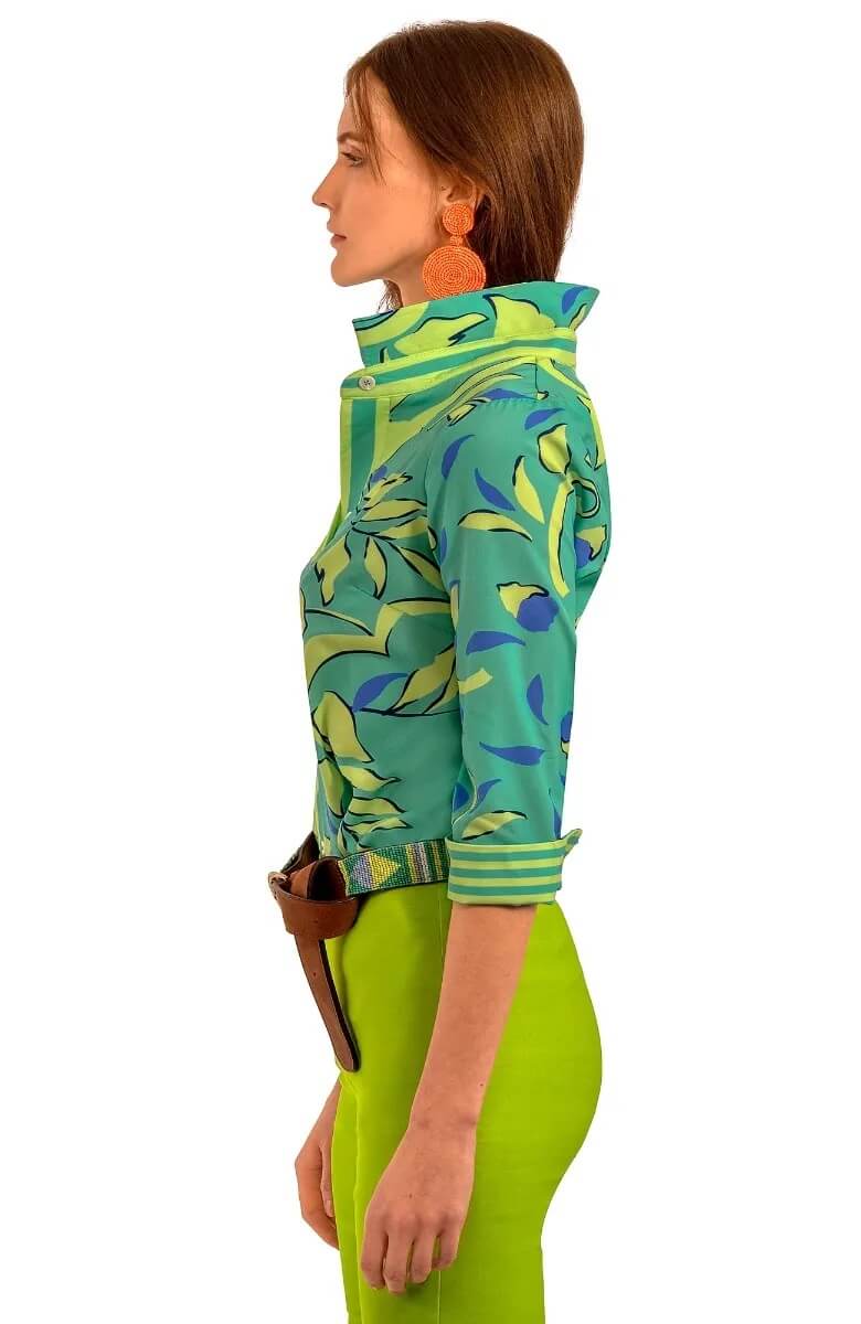 Boyfriend Shirt - Full Bloom - Final Sale Turquoise