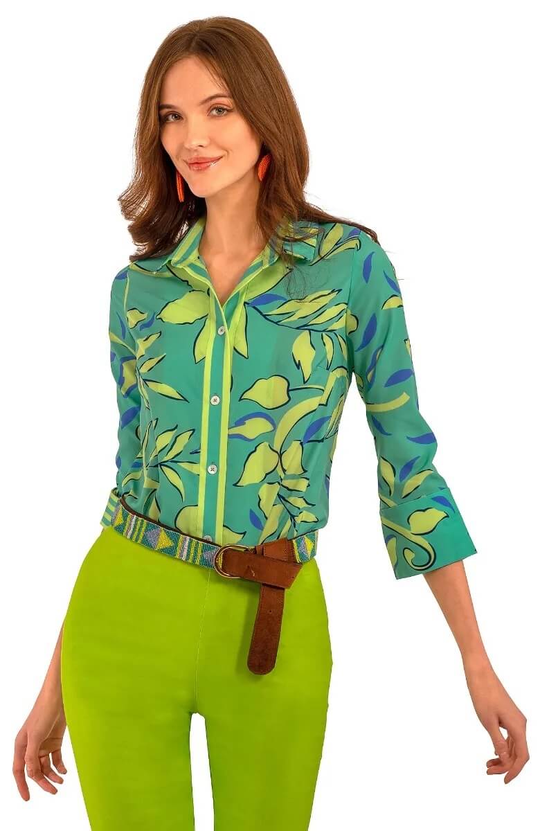 Boyfriend Shirt - Full Bloom Turquoise