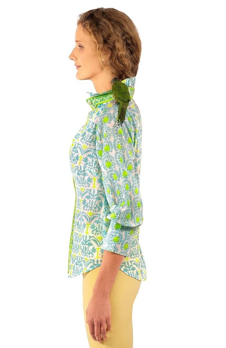 Cotton Boyfriend Shirt - East India - Final Sale Turq Lime