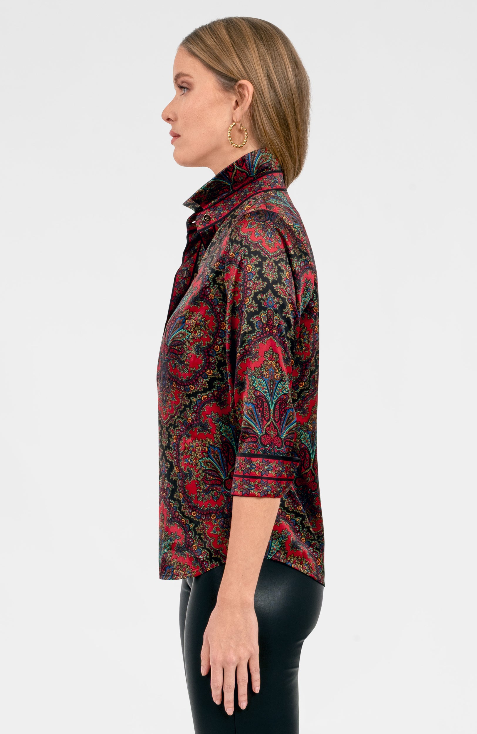 Boyfriend Shirt- Passion Paisley Black