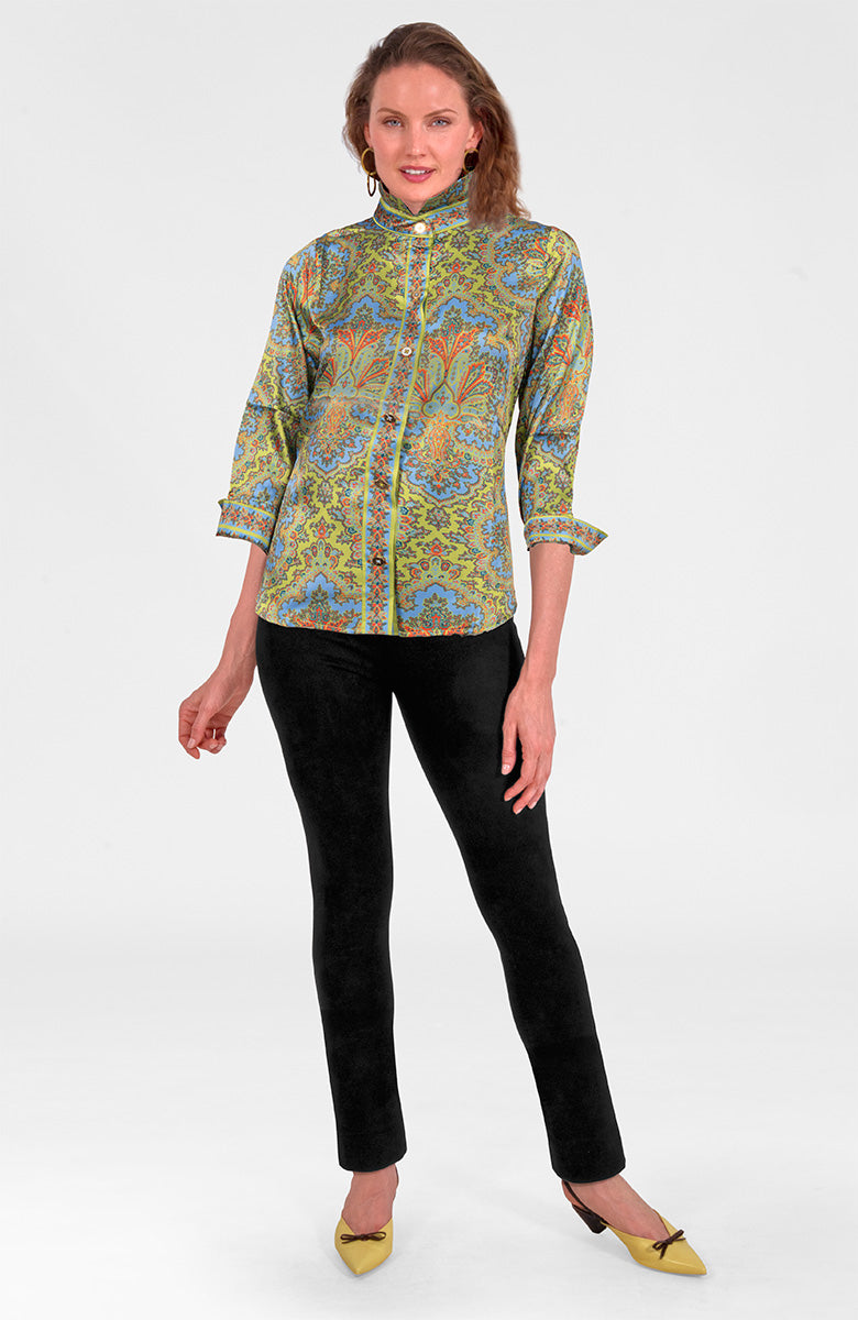 Boyfriend Shirt- Passion Paisley Olive