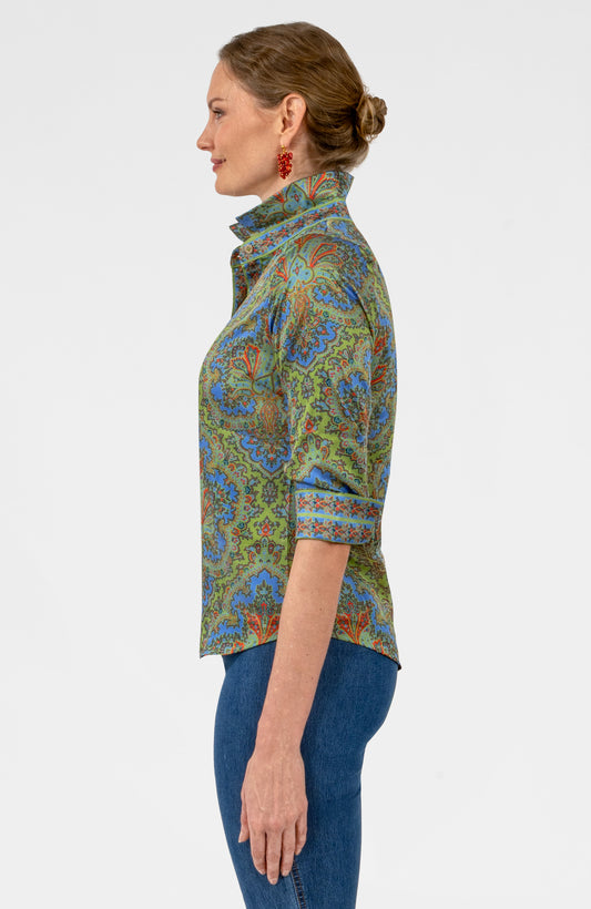 Boyfriend Shirt- Passion Paisley Olive
