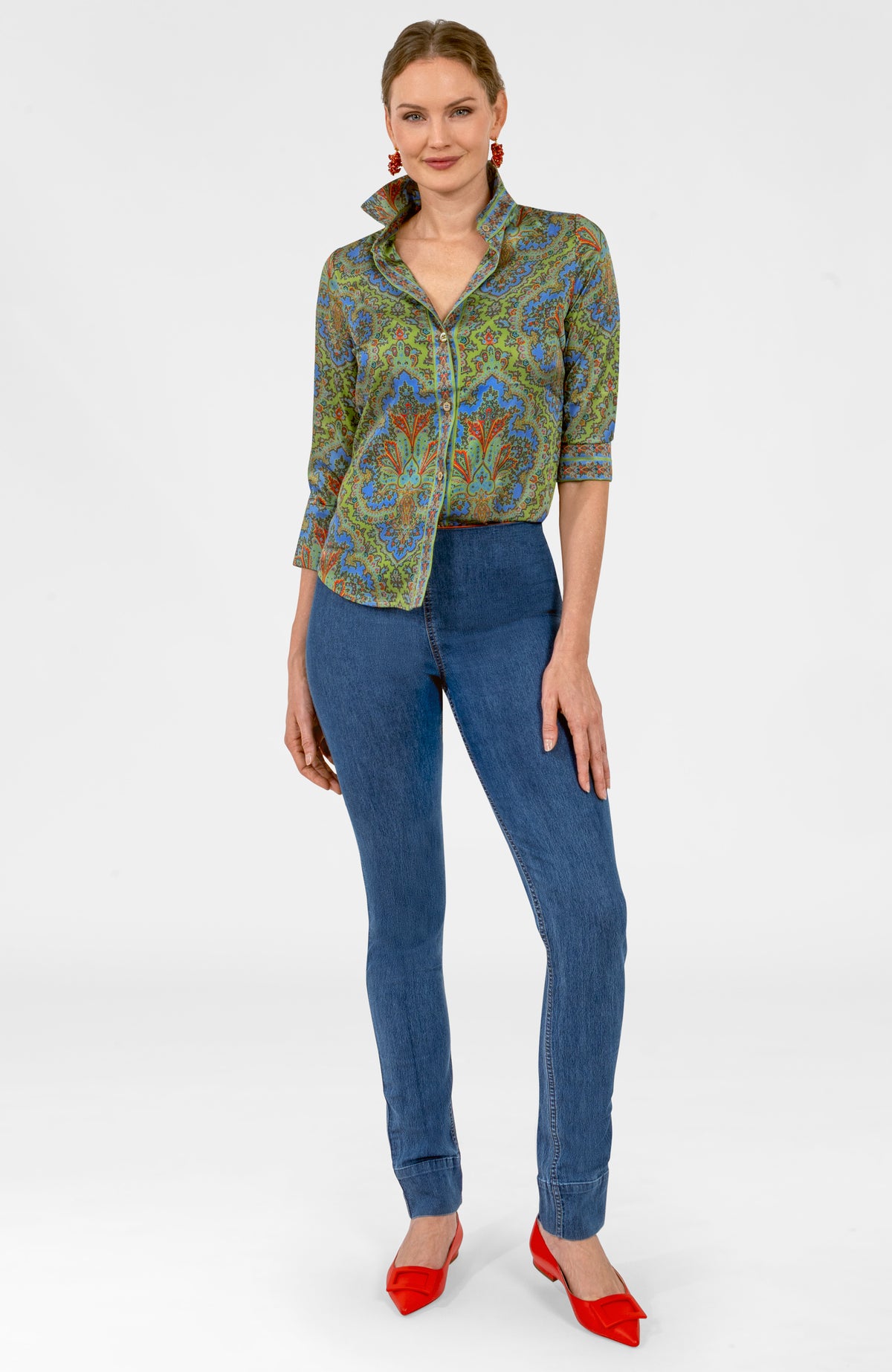 Boyfriend Shirt- Passion Paisley Olive