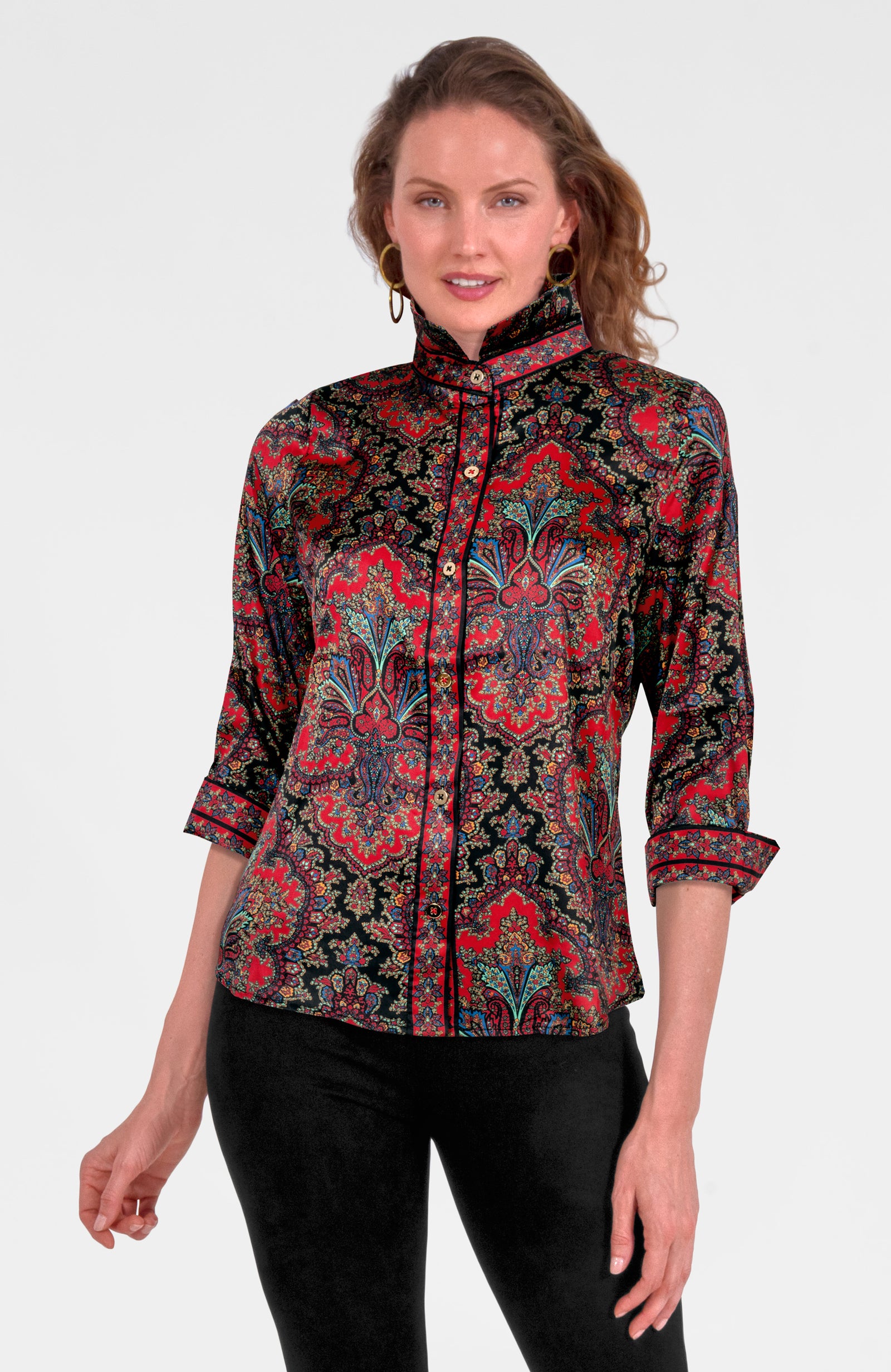Boyfriend Shirt- Passion Paisley Black