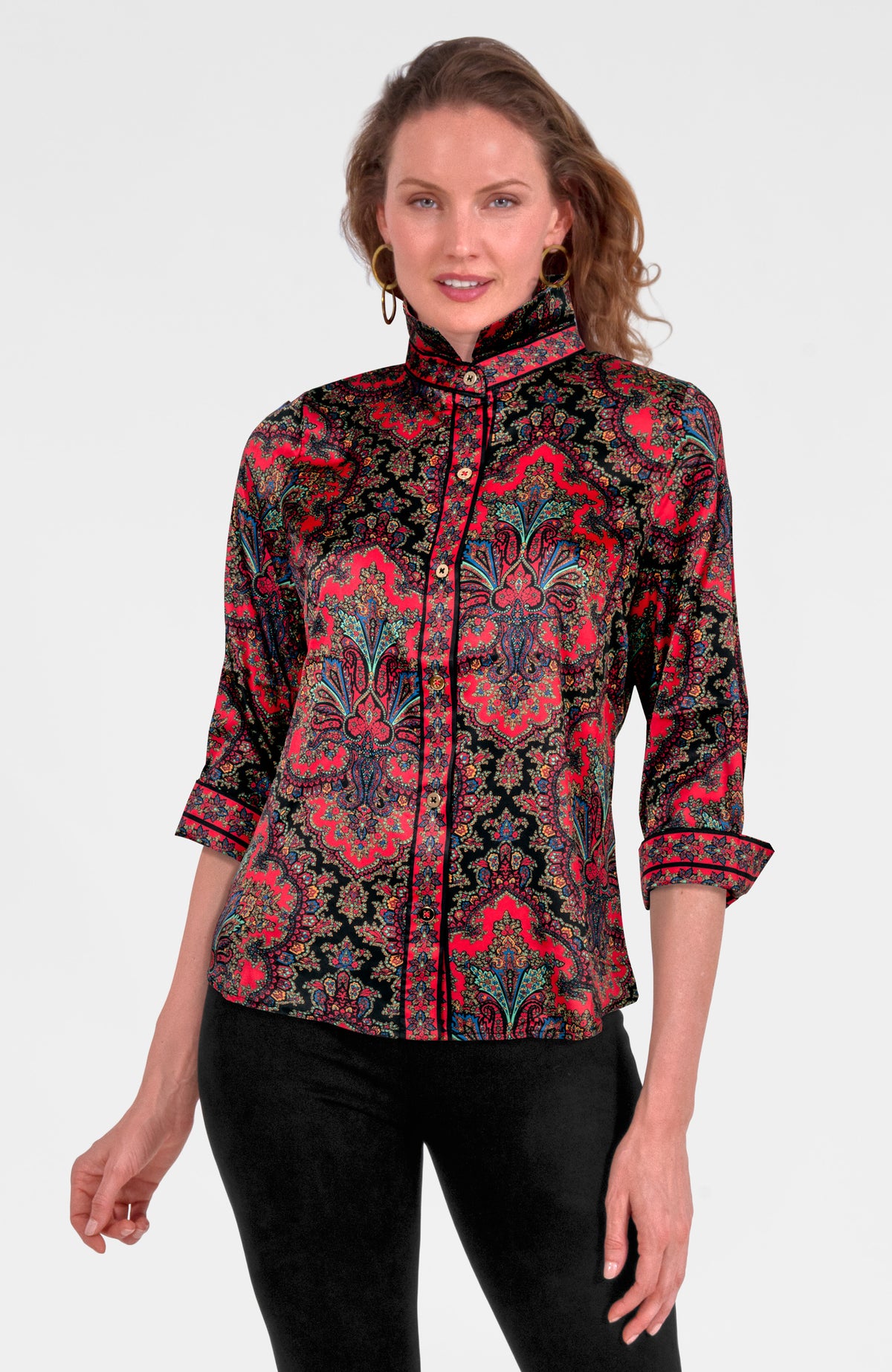 Boyfriend Shirt- Passion Paisley Black