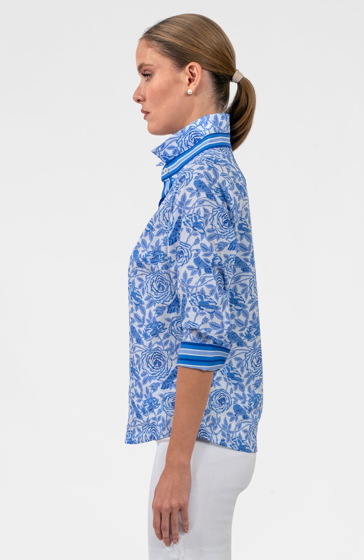 Boyfriend Shirt - Smell The Roses Blues