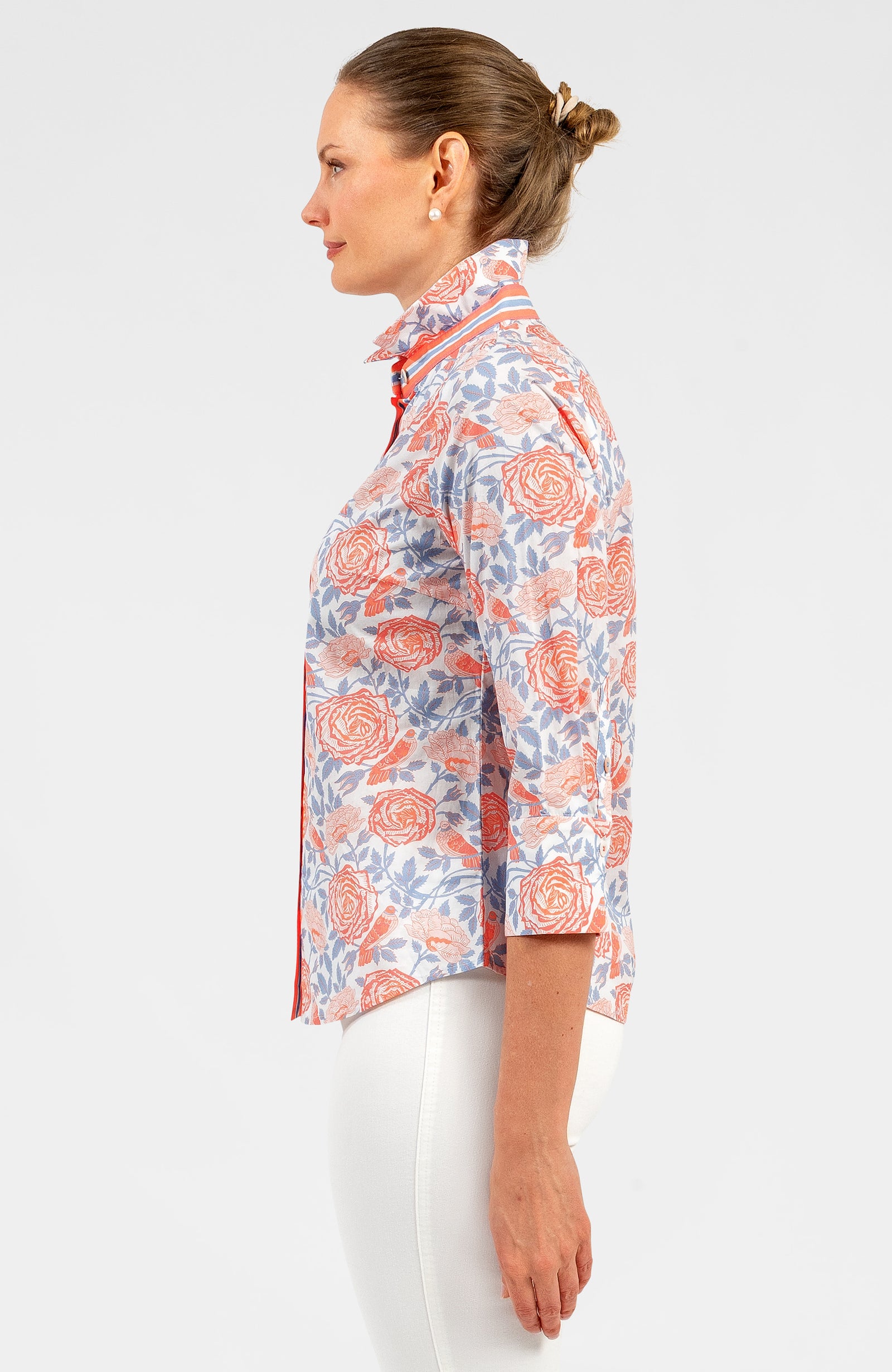 Boyfriend Shirt - Smell The Roses Peri Coral