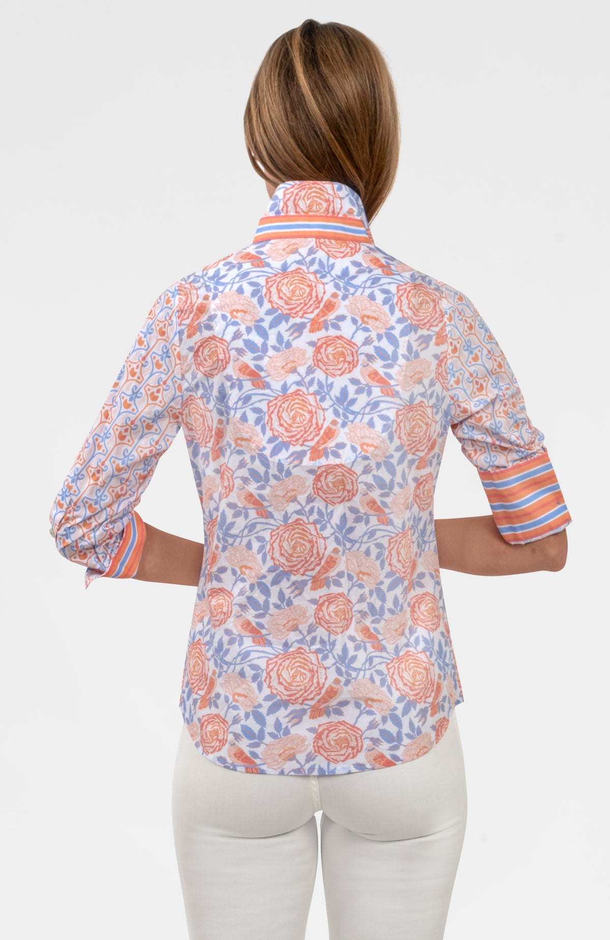 Boyfriend Shirt - Smell The Roses Peri Coral