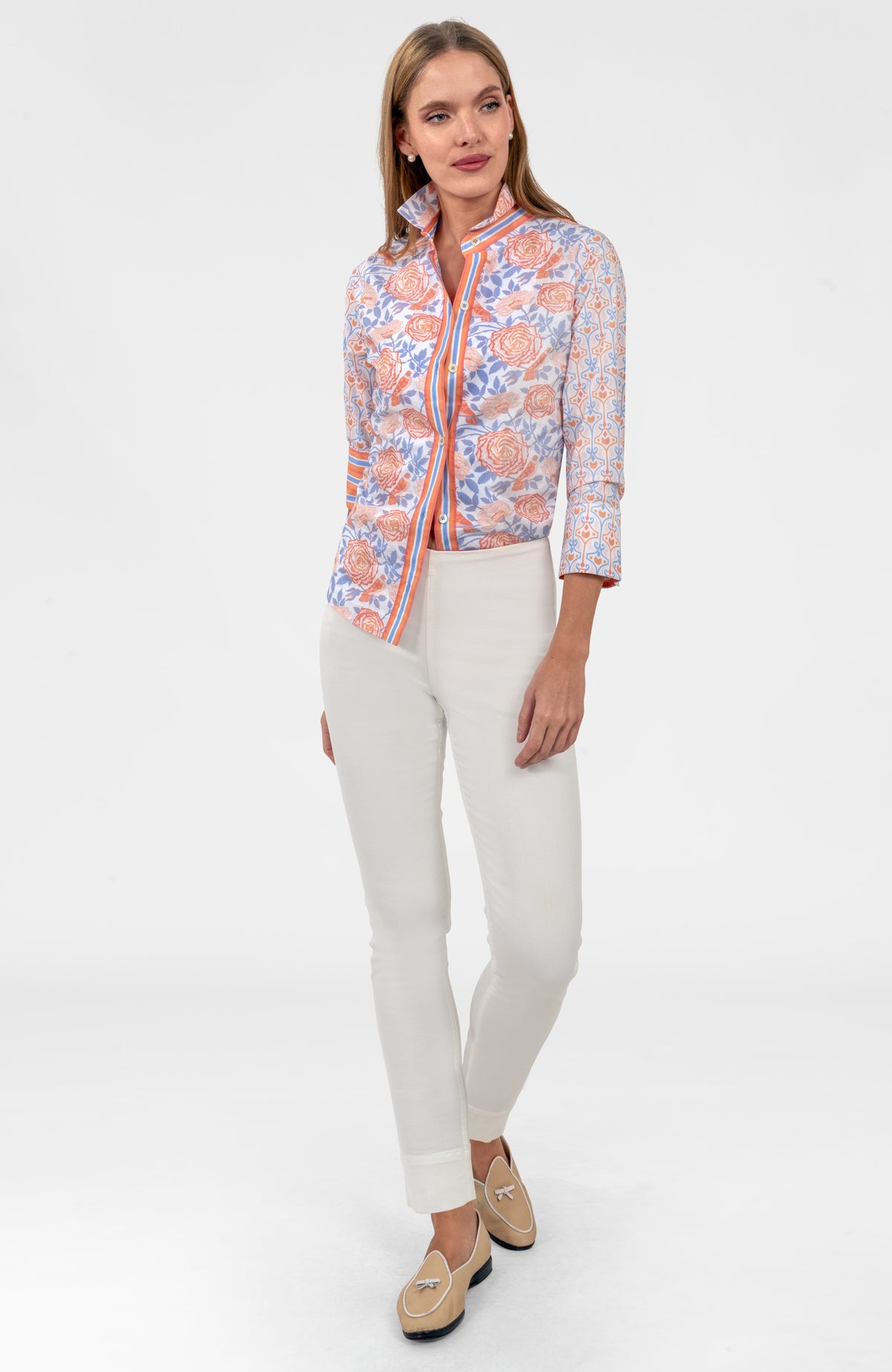 Boyfriend Shirt - Smell The Roses Peri Coral