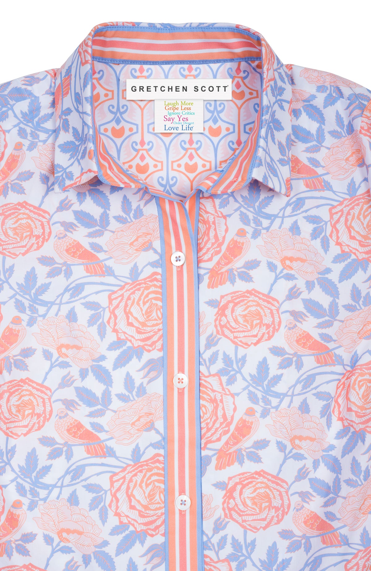 Boyfriend Shirt - Smell The Roses Peri Coral