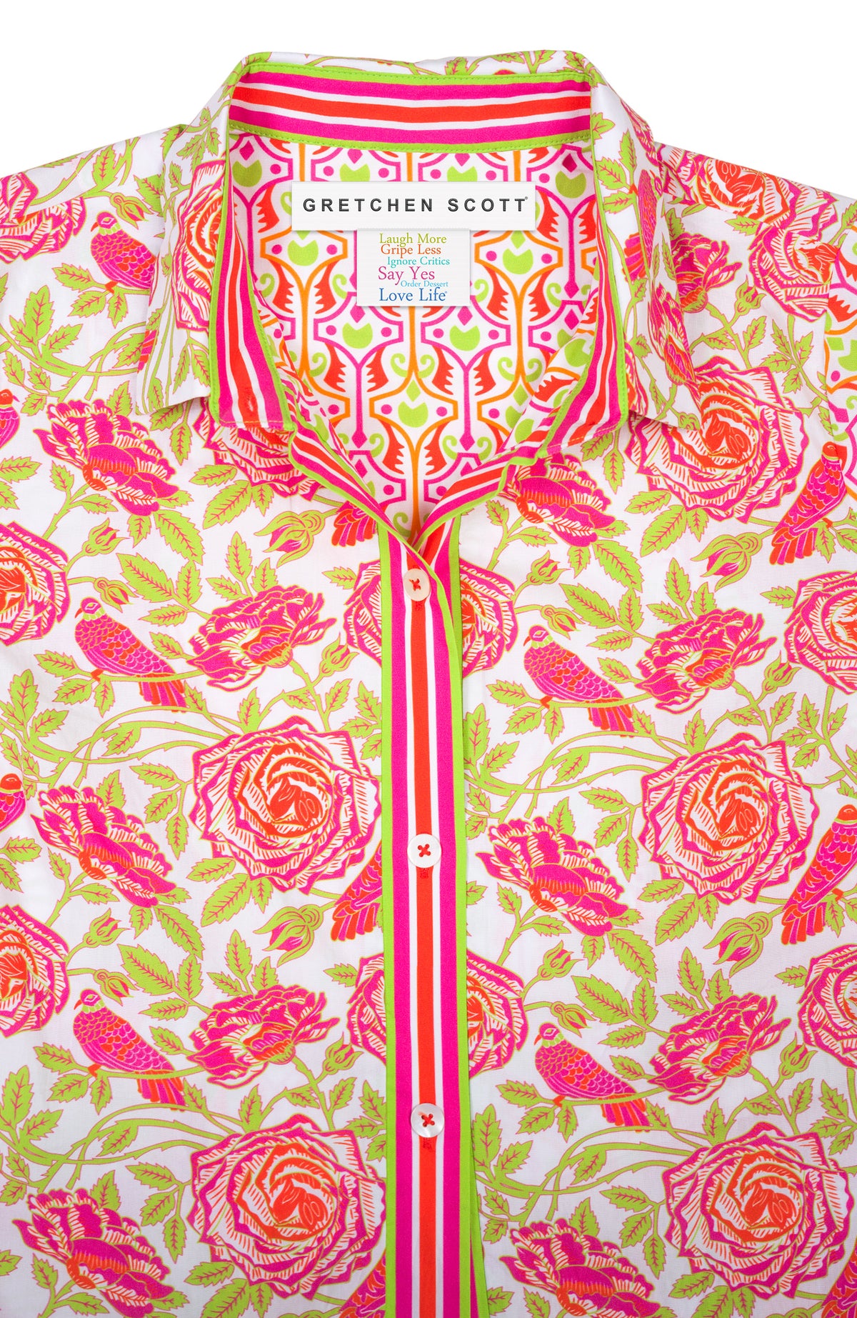 Boyfriend Shirt - Smell The Roses Pink Lime