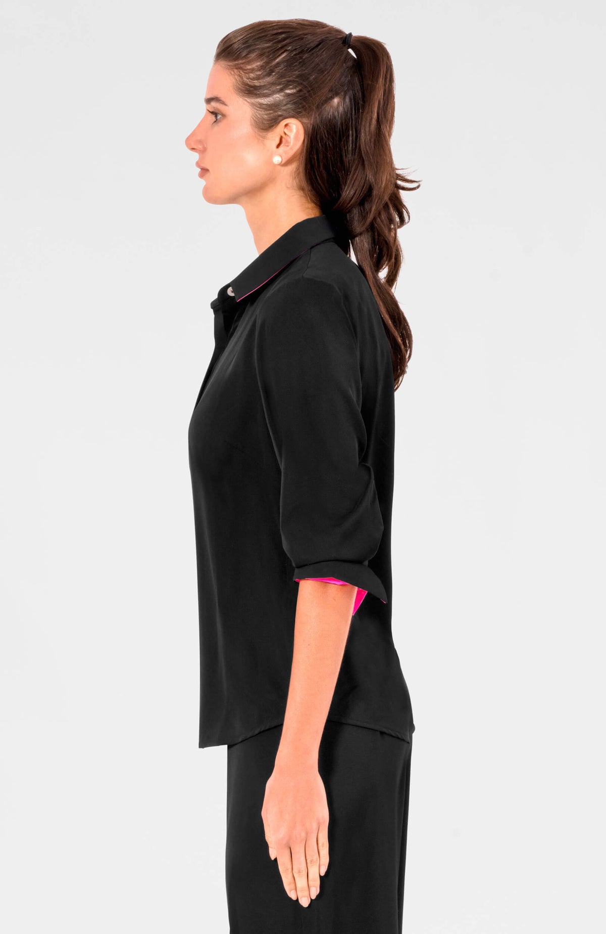 Boyfriend Shirt - Solid - Silky Heaven Black