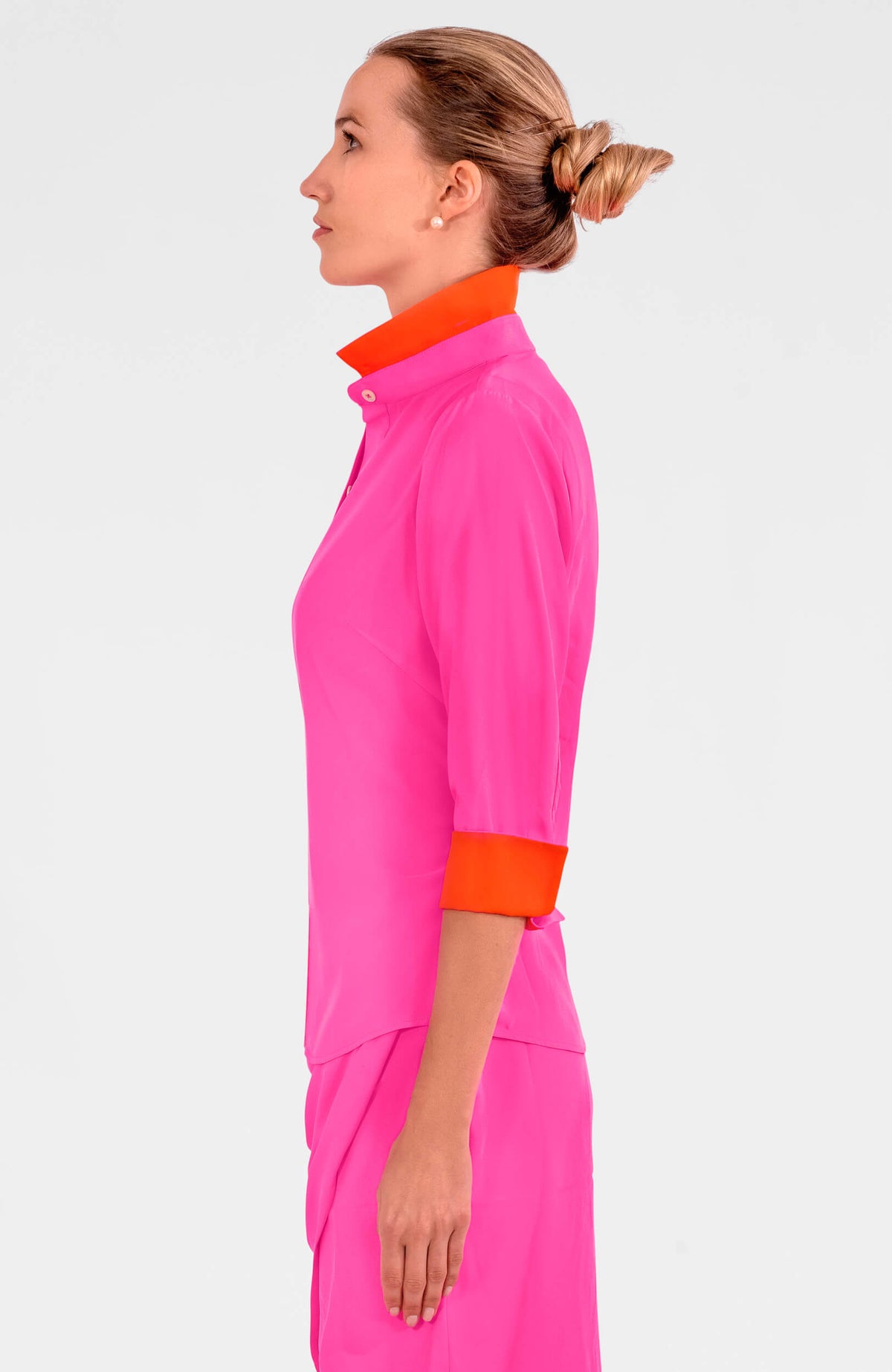 Boyfriend Shirt - Solid - Silky Heaven Shocking Pink