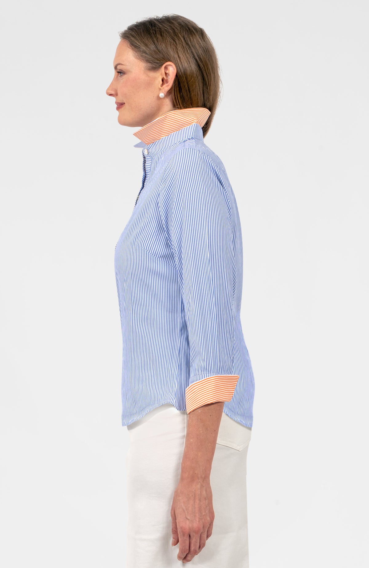 Boyfriend Cotton Shirt - Stripe Periwinkle