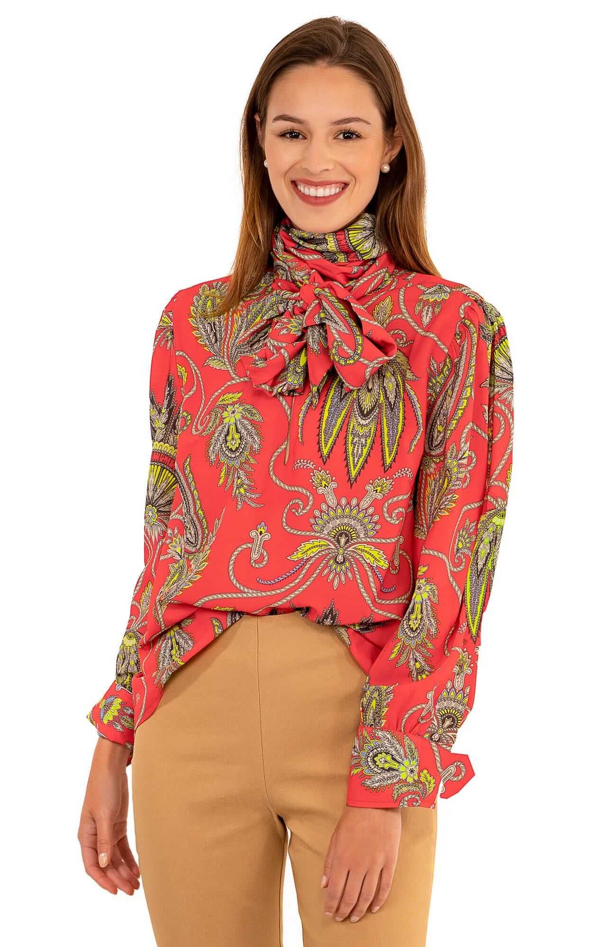 Billow Tie Blouse - Plume Coral