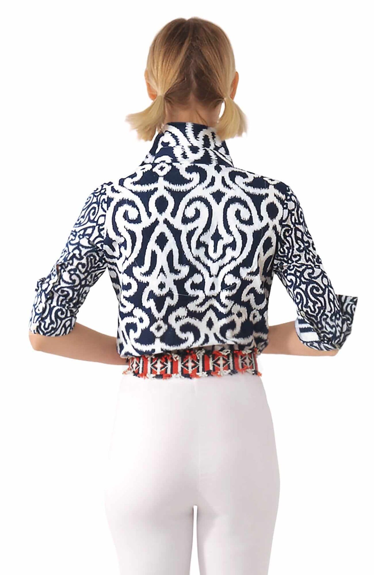 Cotton Boyfriend Shirt - Arabesque - Final Sale Navy