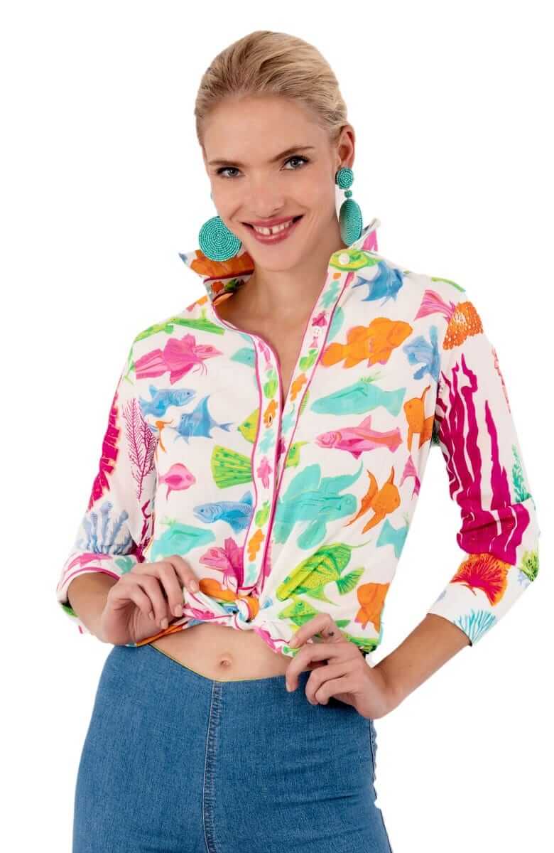 Boyfriend Shirt - What a Catch - Final Sale Brights