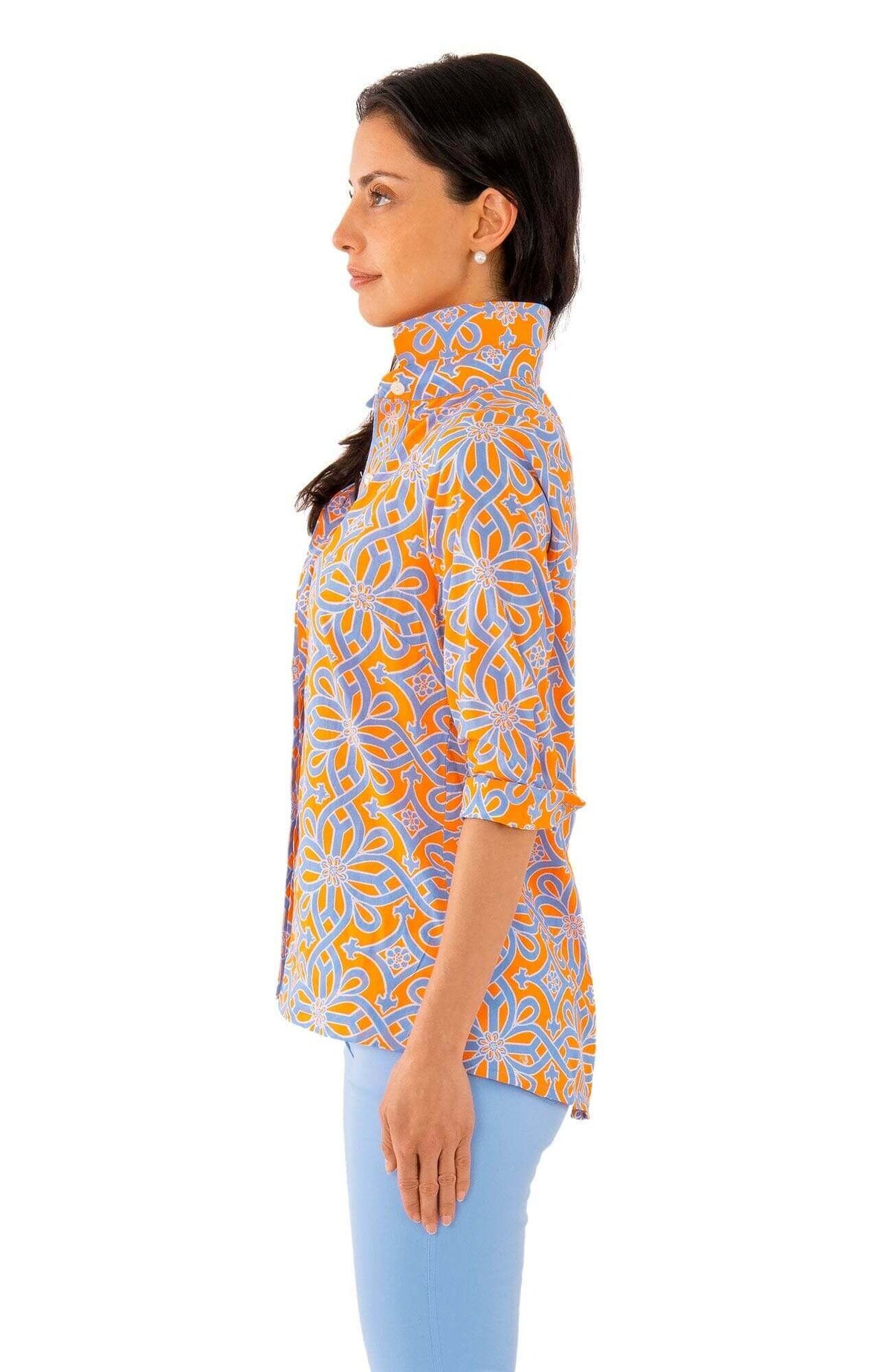 Comfy Cozy Cotton Voile Shirt - Piazza - Final Sale Periwink Orange